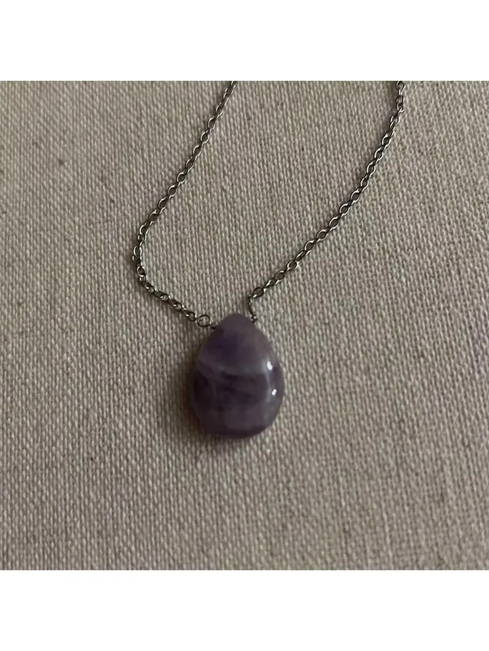 Amelia Rue Amethyst pendant necklace w silver chain  / matching earrings NWOT
